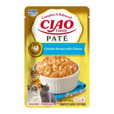 Hrană Umedă Pisică Adult, Ciao Entree, Pate, Pui și Brânză, 40g