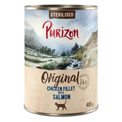 Purizon Adult 12 x 400 g - fără cereale Adult Sterilised: File de pui cu somon