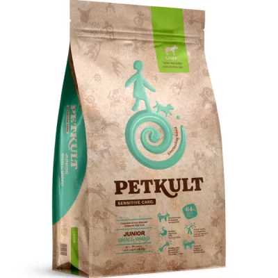 Petkult Sensitive Junior small, talie mică, Miel și orez 3 kg