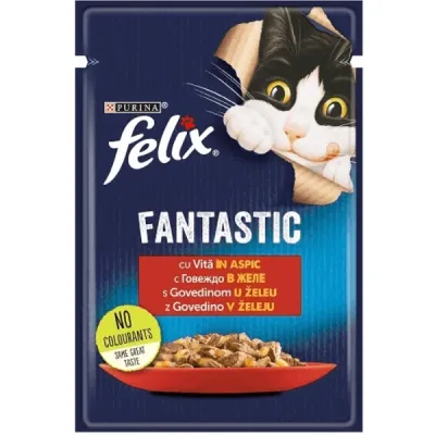 Felix Fantastic Hrană umedă pentru pisici, cu vită, 85g