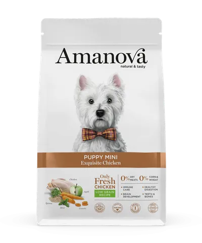 Hrană Uscată Câine Junior, Amanova, Hipoalergenic, Talie Mică, Pui, 2kg