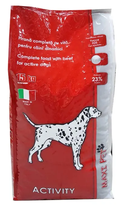 Maxi Pet Activity Hrană uscată pentru câini adulți, cu Vită 15 kg