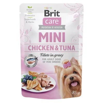 Brit Care Dog Mini Plic, File de pui și ton, în sos 85g