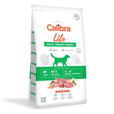 Calibra Life Adult Medium Breed, M, Miel, hrană uscată conținut redus cereale câini, 2.5kg