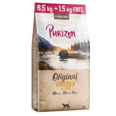 6,5 + 1,5 kg gratis! 8 kg Purizon Adult Fără Cereale Sterilised Pui cu pește