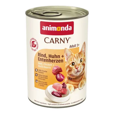 Animonda Carny Adult 12 x 400 g Vită, pui și inimi de rață