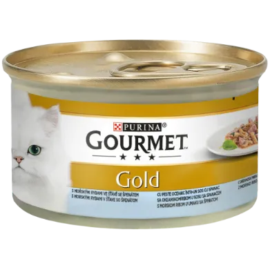 Gourmet Gold Double Pleasure CU Pește Oceanic ȘI Spanac ÎN Sos, 85g