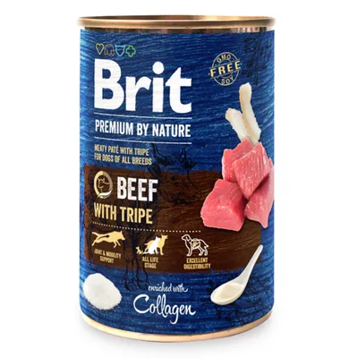 Hrană Umedă Câine Adult, Brit Premium by Nature, Vită și Burtă de Vită, 400g