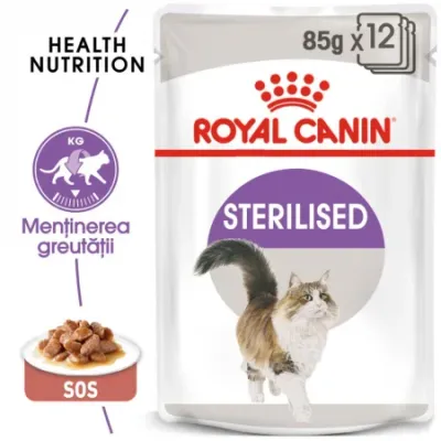 Royal Canin Sterilised Adult, hrană umedă pisici sterilizate, (în sos), 85g