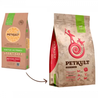 Petkult Sensitive Adult medium, talie medie, Miel și orez 12 kg