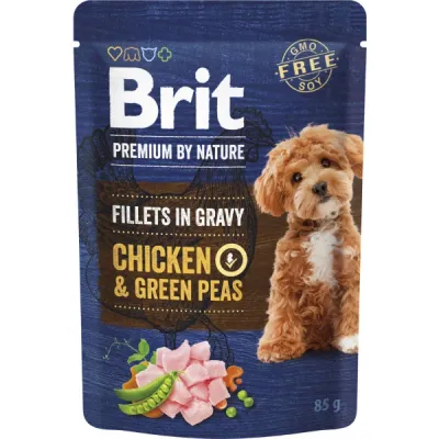 Brit Premium by Nature Plic, File de Pui cu mazăre, în sos 85g
