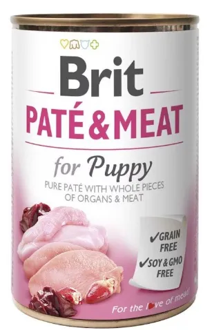 Brit Pate & Meat Puppy, Pui și Curcan, 400g