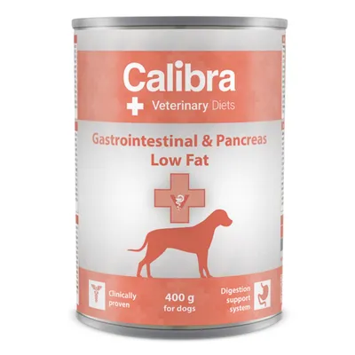 Calibra Veterinary Diets Gastrointestinal Low Fat, Xs-Xl, Ton și Miel, dietă veterinară, conservă hrană umedă câini, sistem digestiv, (pate), 400g
