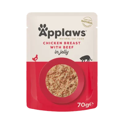 Applaws Piept, Pui și Vită, plic hrană umedă pisici, (în aspic), 70g