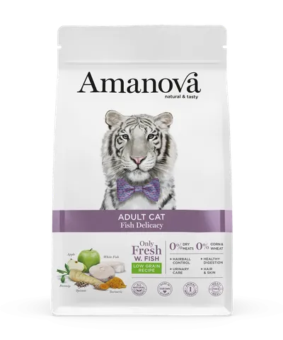 Amanova Adult, Pește alb, hrană uscată monoproteică pisici, 6kg