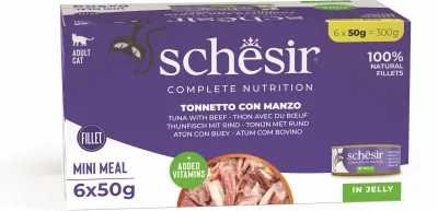Schesir Pachet conserve pentru pisici, cu Ton si Vita, în jeleu 6x50g
