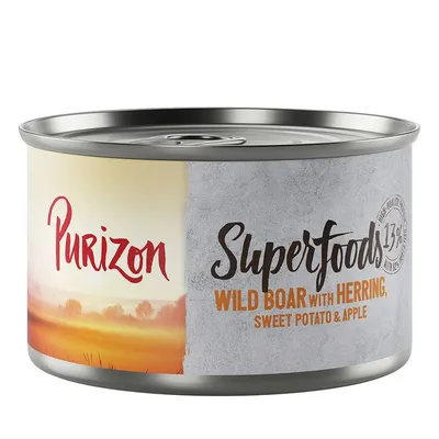 Purizon Superfoods 24 x 140 g Porc mistreț cu hering, cartofi dulci și măr