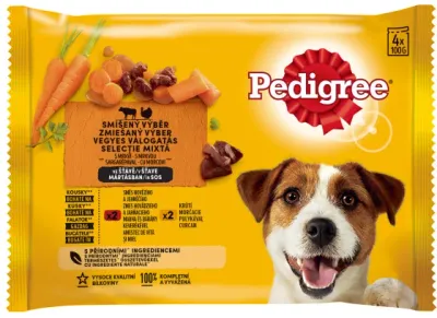 Pedigree Pachet plicuri pt. caini Adulți, cu Vita, Miel, Curcan, Morcovi 4x100g