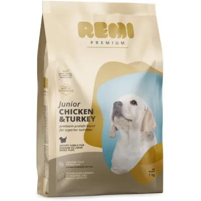 Remi Premium Junior Medium & Large, cu Pui și Curcan 1kg
