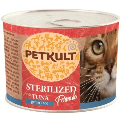 Petkult Conservă pentru pisici sterilizate, cu Ton 185g