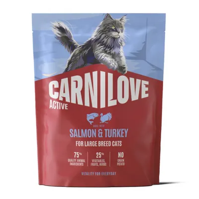 Carnilove Active Active Large Breed, Somon și Curcan, hrană uscată fără cereale pisici, 400g