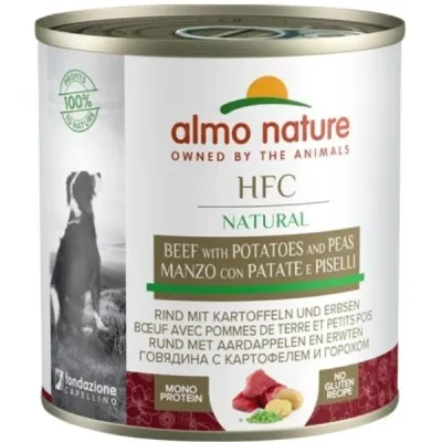 Almo Nature HFC Conservă pentru câini, cu vită, cartofi și mazăre 290g