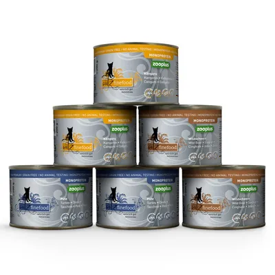 Pachet mixt catz finefood Monoprotein zooplus 24 x 200 g 3 sortimen te (curcan, cangur, mistreț)