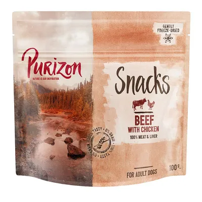 Purizon la preț de testare! Hrană uscată, hrană umedă, snackuri câini Snack: Vită cu pui (1x100g)