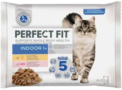 Perfect Fit Indoor, Hrana umeda selecții de carne în sos pentru pisici 4x85g