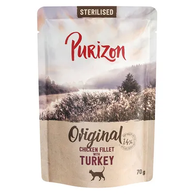 Purizon Adult Sterilised 6 x 70 g - fără cereale File de pui cu curcan