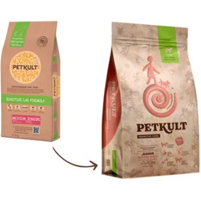 Petkult Sensitive Junior medium, talie medie, Miel și orez 3 kg