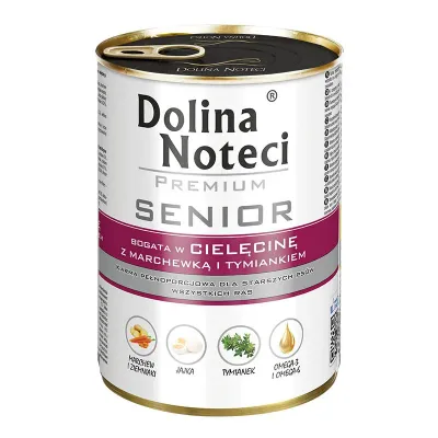 Dolina Noteci Hrană umedă pentru câini Senior cu vitel și morcov, 400g