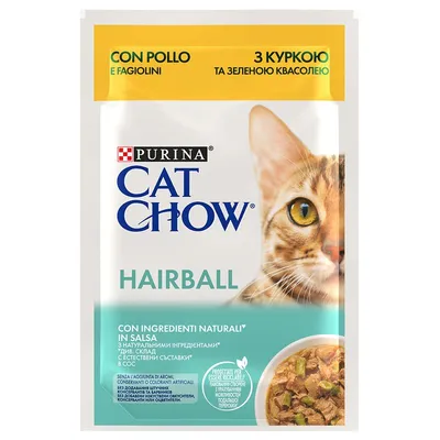 Cat Chow 26 x 85 g Hairball Pui & fasole verde