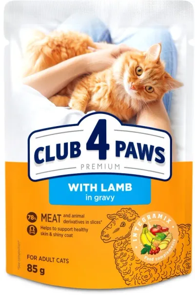 Club 4 Paws Plic Hrana umeda pentru pisici, cu Miel în sos 85g