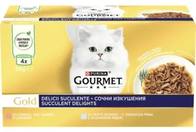 Gourmet Gold Succulent Delight Pachet conserve pentru pisici, cu Somon 85g