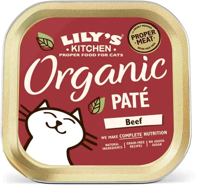 Lily's Kitchen Organic Pat pentru pisici, cu Vită, fără cereale 85g