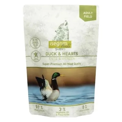 Isegrim, Xs-Xl, Rață și Inimă, plic hrană umedă fără cereale câini, (în sos), 410g
