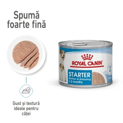 Royal Canin Starter Mousse, mama și puiul, hrană umedă câine (textură spumoasă), 195g
