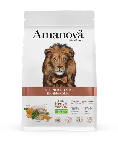 Hrană Uscată Pisică Adult, Amanova, Sterilizat, Hipoalergenic, Pui, 1.5kg