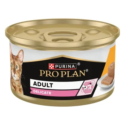 Purina® Pro Plan® Delicate Digestion Adult, pate cu Pui, hrană umedă pentru pisici, 85g