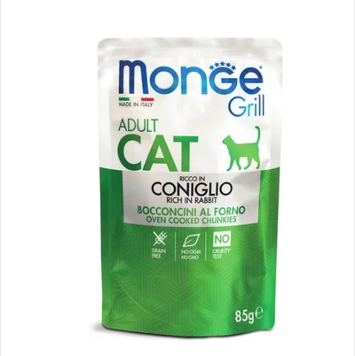 Monge Grill, Iepure, plic hrană umedă fără cereale pisici, (în aspic), 85g