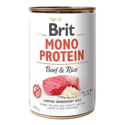 Hrană Umedă Câine Adult, Brit Mono Protein, Vită și Orez, 400g