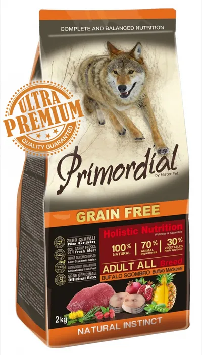 Primordial Holistic, Xs-Xl, Bizon și Macrou, hrană uscată fără cereale câini, 12kg