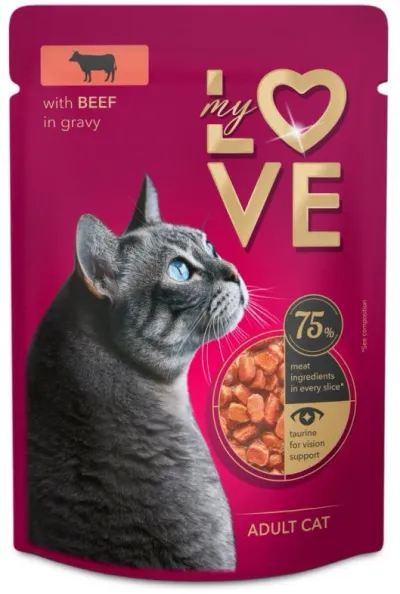 MY Love Plic Hrana umeda pentru pisici, cu Vita în sos 85g