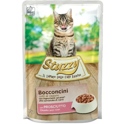Stuzzy Chunks Plic hrană umedă pentru pisici, cu Șuncă 85g