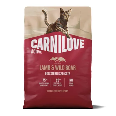 Carnilove Active Sterilised, Miel și Mistreț, hrană uscată fără cereale pisici sterilizate, 2kg