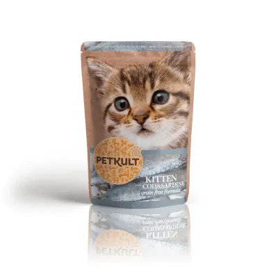 Petkult Plic pentru Kitten, Cod și Sardine 100g