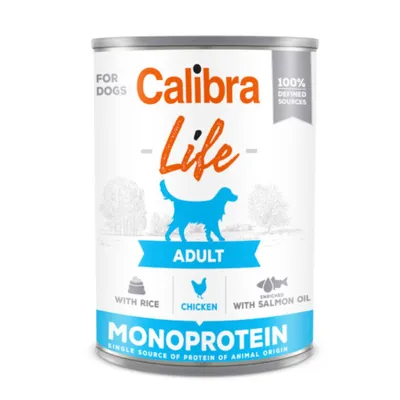 Calibra Life, Xs-Xl, Pui și Inimi de Pui, conservă hrană umedă monoproteică câini, (pate), 400g