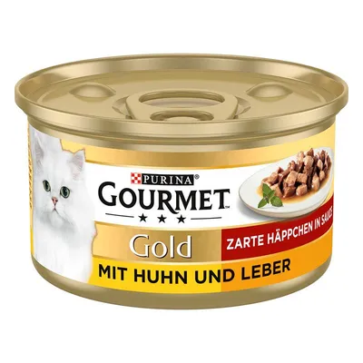 Gourmet Gold Bucățele în sos 12 x 85 g Pui & ficat