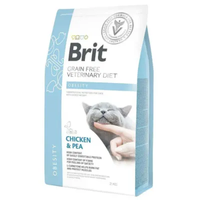Brit VD Obesity, Pui, dietă veterinară, hrană uscată fără cereale pisici, obezitate, 400g